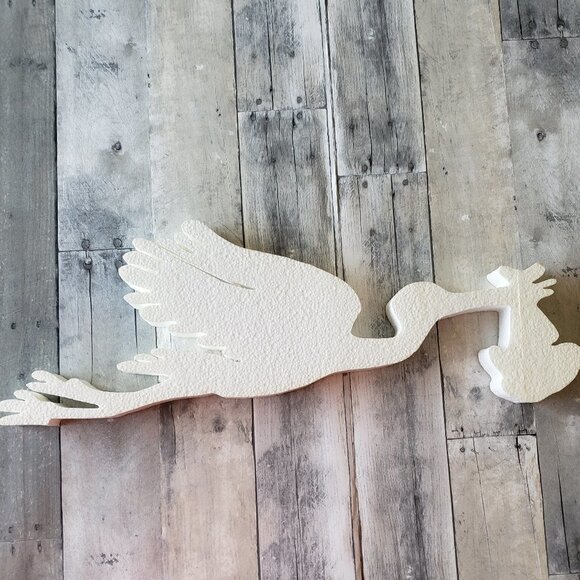 Styrofoam Stork with Baby Bundle - lightweight - 24" long - Picture 1 of 5